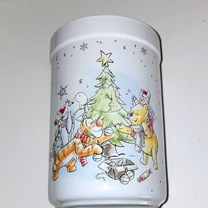 DISNEY WINNIE-THE-POOH CHRISTMAS SNOWFLAKE CERAMIC UTINSELS HOLDER